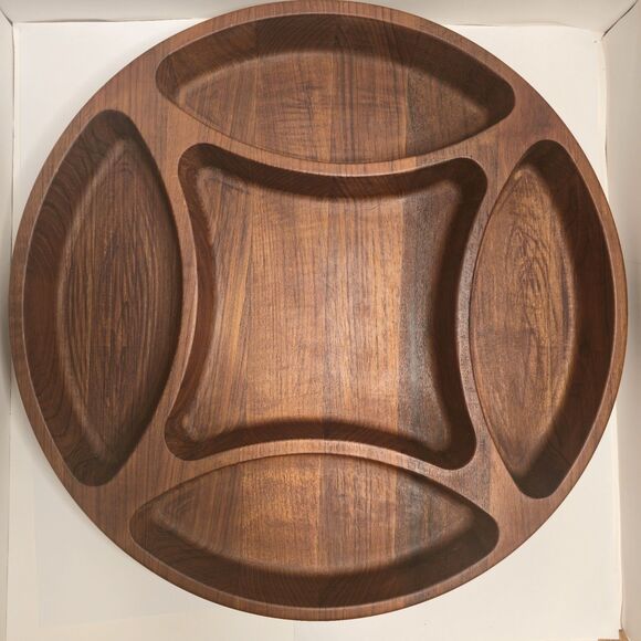 Vintage MCM Dansk IHQ Teak Wood Divided Serving Tray 5 Sections *Flaw - Picture 1 of 7